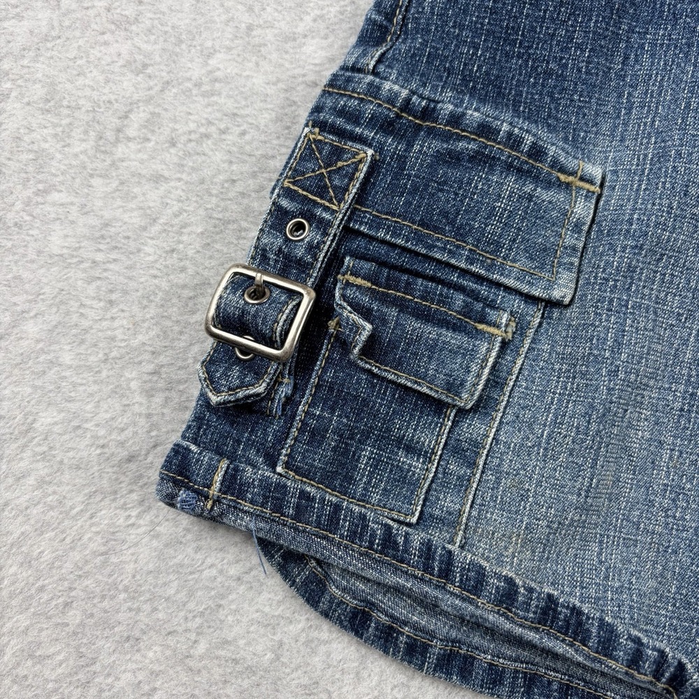 No Boundaries Skirt Womens‎ 5 Blue Denim Cargo Mini Buckle Low Rise Y2K Club - Picture 2 of 7